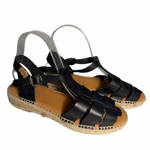 Toni Pons Emma Leather Espadrille Stylish Black Strappy Leather Sandals Sz 38